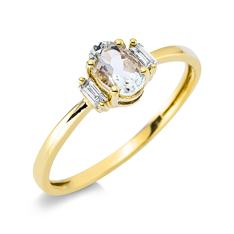 Ring mit Amethyst  aus 750/-18 Karat Gelbgold mit 2 Diamanten 0