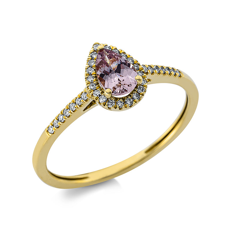Ring mit Granat  aus 750/-18 Karat Gelbgold mit 34 Diamanten 0