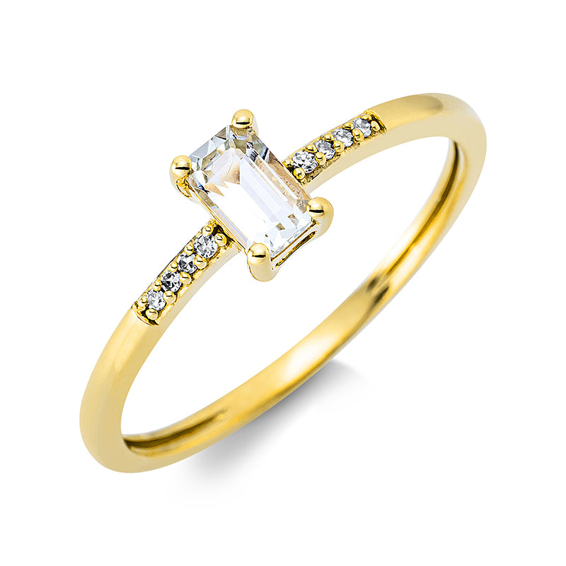 Ring mit Amethyst  aus 750/-18 Karat Gelbgold mit 8 Diamanten 0