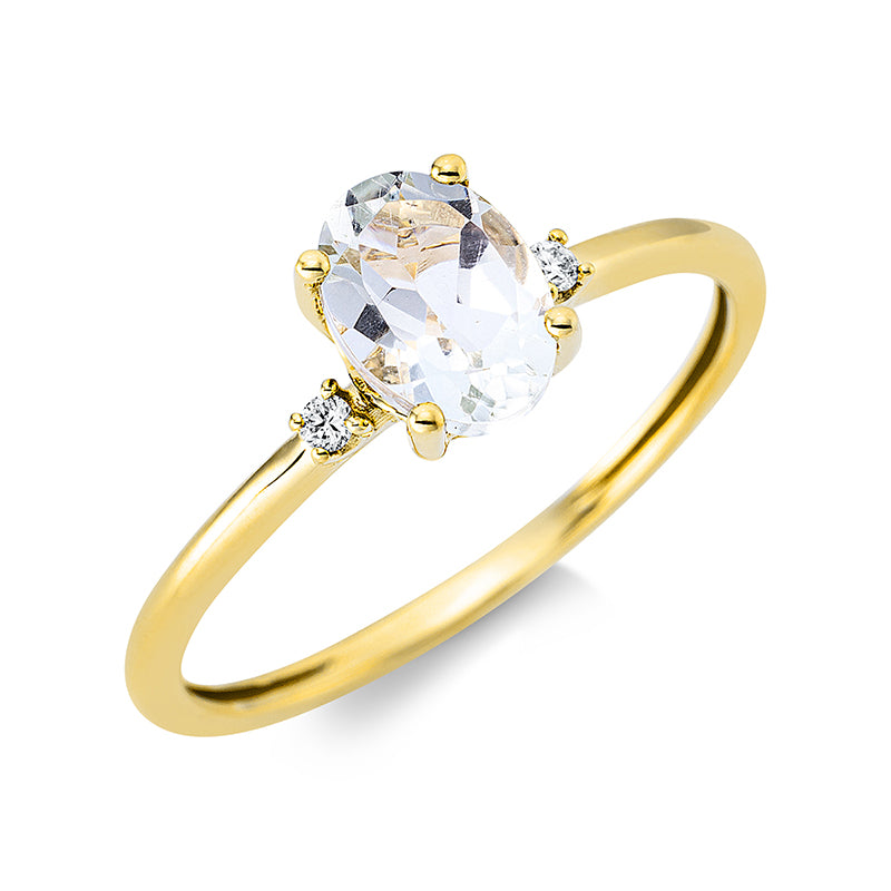 Ring mit Amethyst  aus 750/-18 Karat Gelbgold mit 2 Diamanten 0
