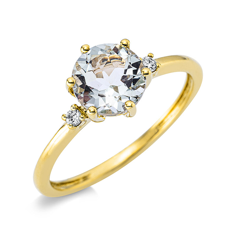 Ring mit Amethyst  aus 750/-18 Karat Gelbgold mit 2 Diamanten 0
