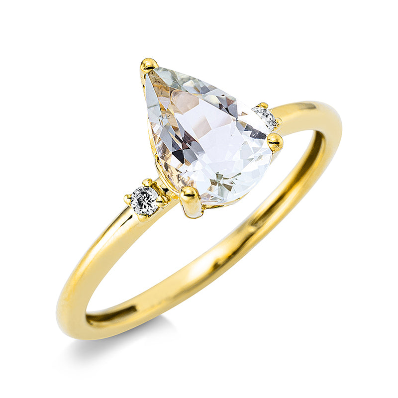 Ring mit Amethyst  aus 750/-18 Karat Gelbgold mit 2 Diamanten 0