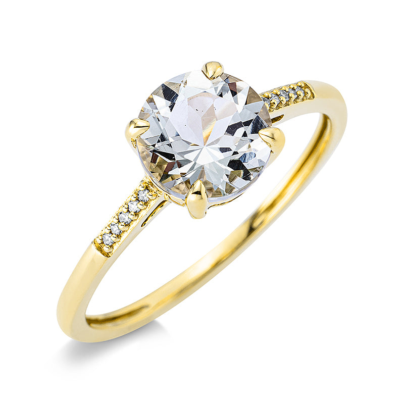 Ring mit Amethyst  aus 750/-18 Karat Gelbgold mit 10 Diamanten 0