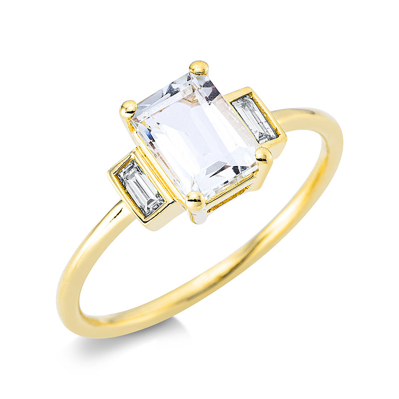 Ring mit Amethyst  aus 750/-18 Karat Gelbgold mit 2 Diamanten 0