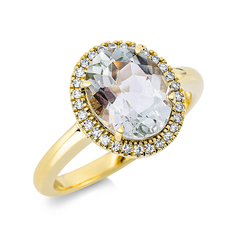 Ring mit Amethyst  aus 750/-18 Karat Gelbgold mit 29 Diamanten 0