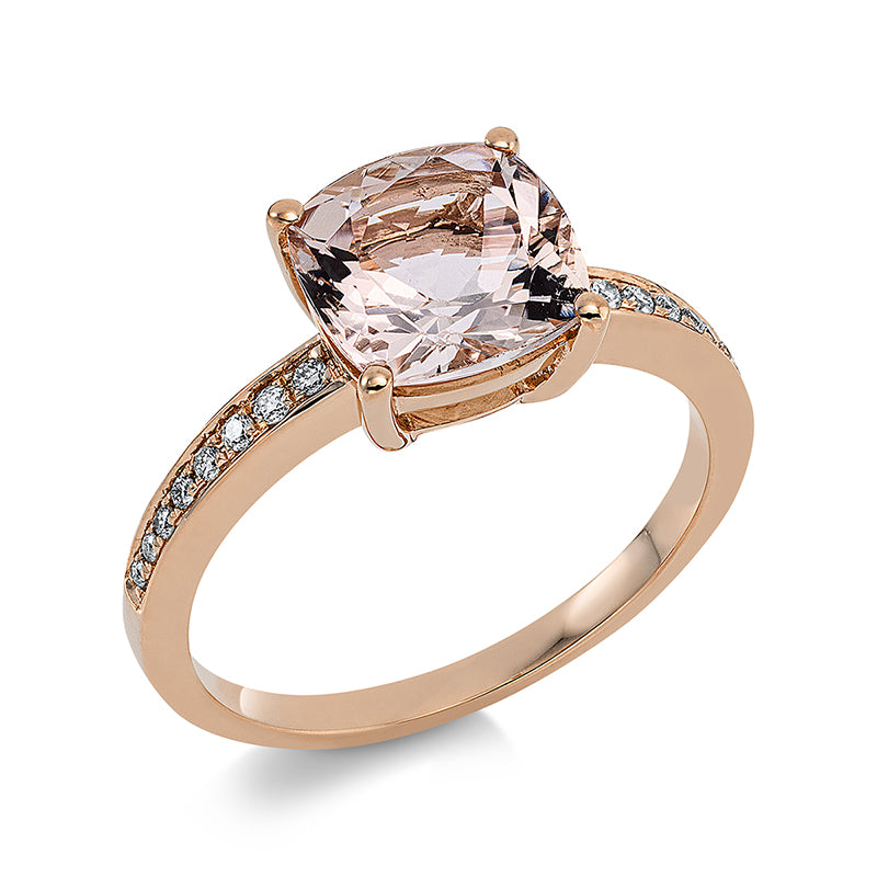 Ring mit Morganit  aus 750/-18 Karat Rotgold mit 16 Diamanten 0