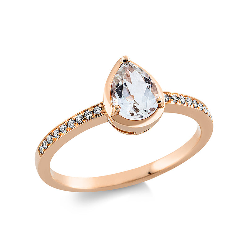 Ring mit Amethyst  aus 750/-18 Karat Rotgold mit 18 Diamanten 0