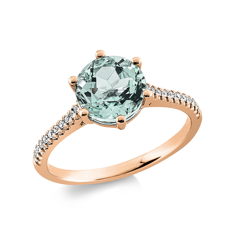 Ring mit Amethyst  aus 750/-18 Karat Rotgold mit 22 Diamanten 0