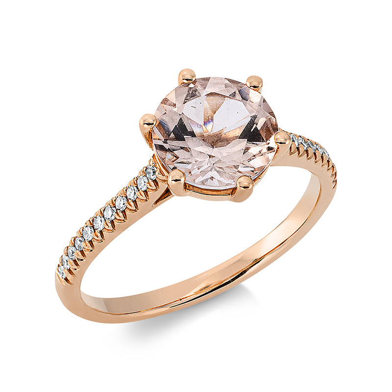 Ring mit Morganit  aus 750/-18 Karat Rotgold mit 22 Diamanten 0