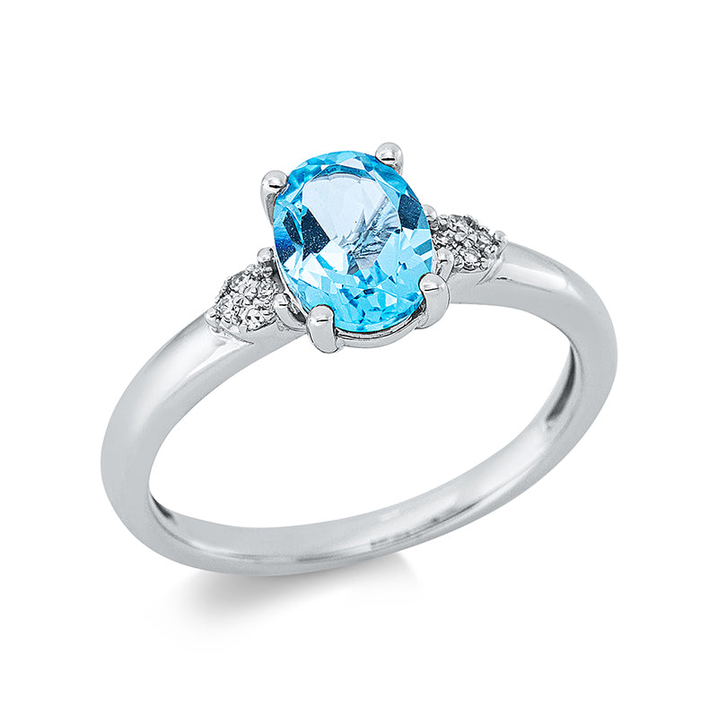 Ring mit Topas  aus 750/-18 Karat Weißgold mit 8 Diamanten 0