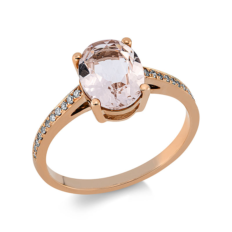 Ring mit Morganit  aus 750/-18 Karat Rotgold mit 22 Diamanten 0