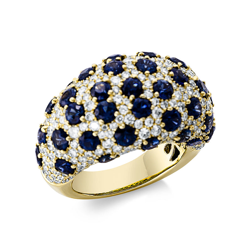 Ring mit Saphir  aus 750/-18 Karat Gelbgold mit 257 Diamanten 2