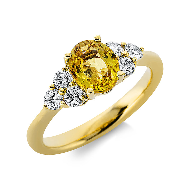 Ring mit Saphir  aus 750/-18 Karat Gelbgold mit 6 Diamanten 0
