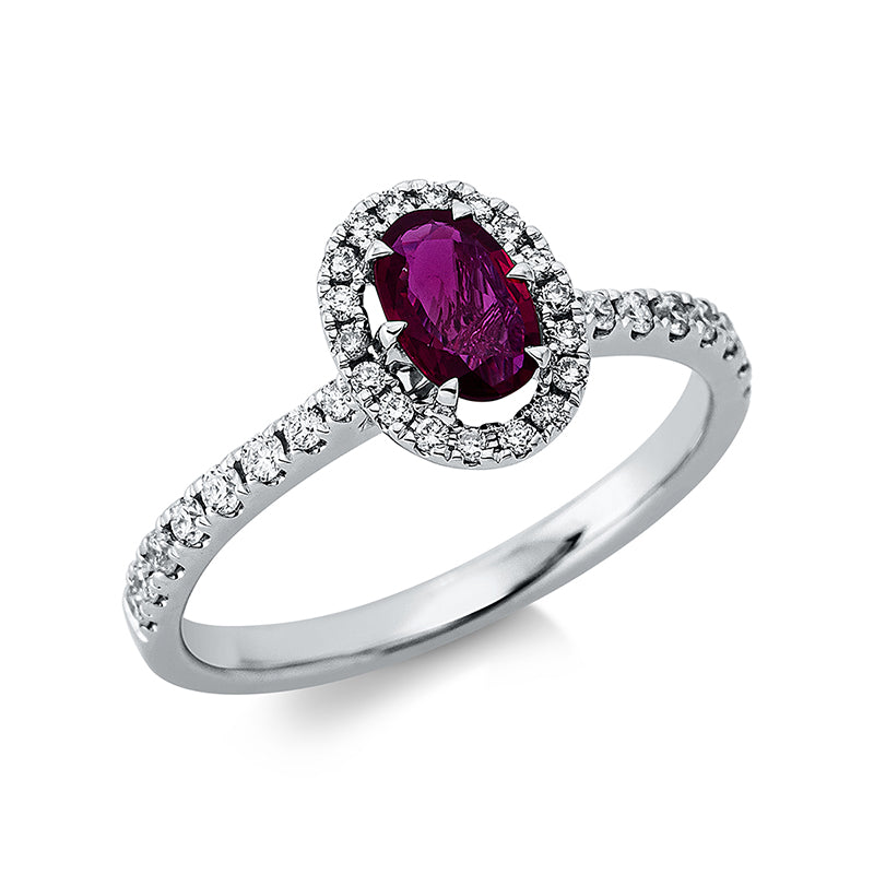 Ring mit Rubin  aus 750/-18 Karat Weißgold mit 34 Diamanten 0