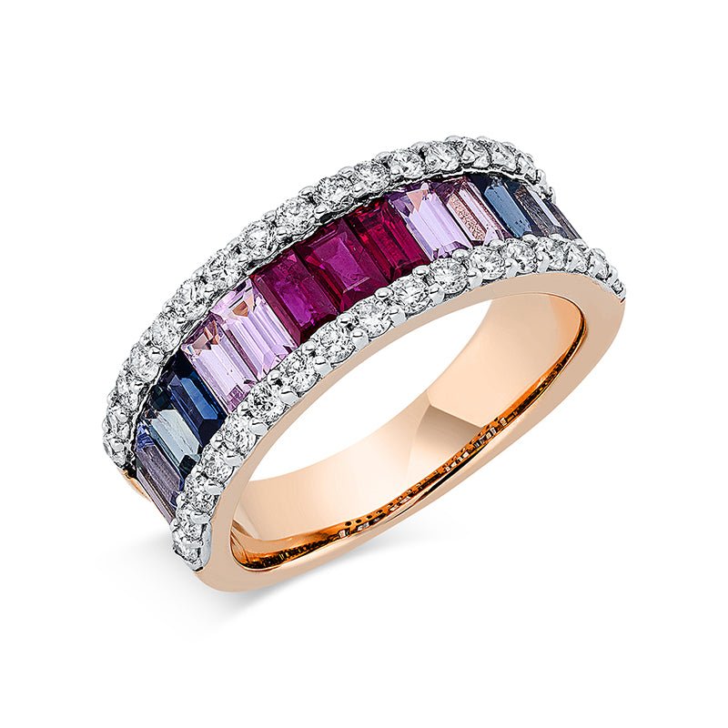 Ring mit Rubin  aus 750/-18 Karat Rotgold mit 34 Diamanten 0
