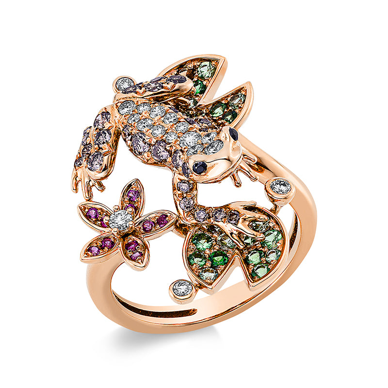 Ring mit Tsavorith  aus 750/-18 Karat Rotgold mit 53 Diamanten 0