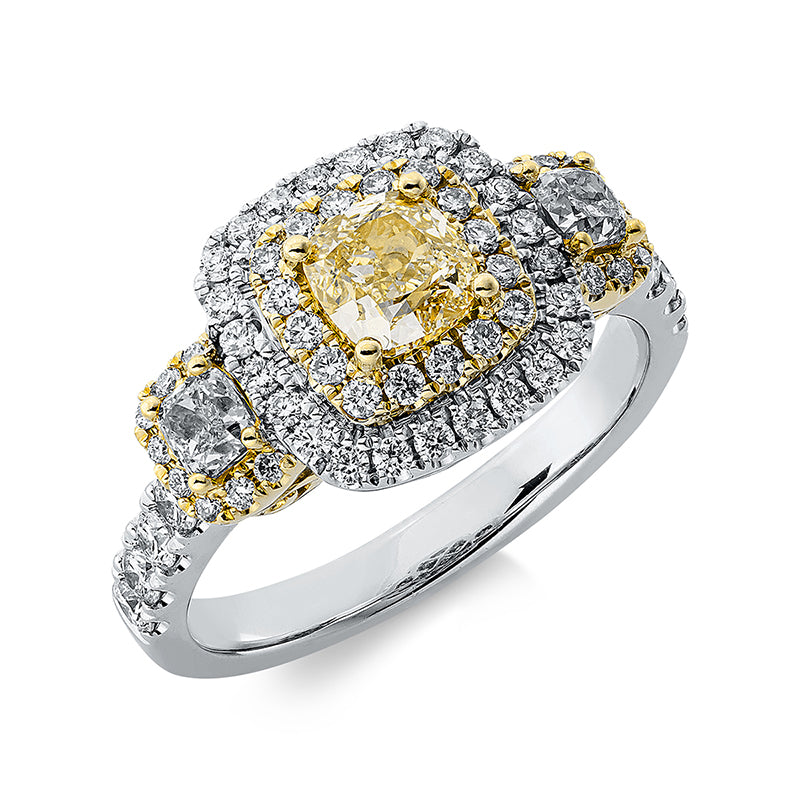 Ring    aus 750/-18 Karat Weißgold / Gelbgold mit 67 Diamanten 1