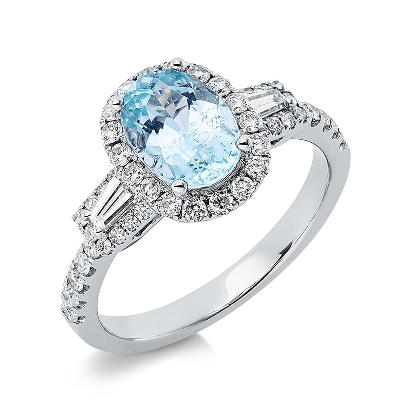 Ring mit Paraiba  aus 750/-18 Karat Weißgold mit 48 Diamanten 0