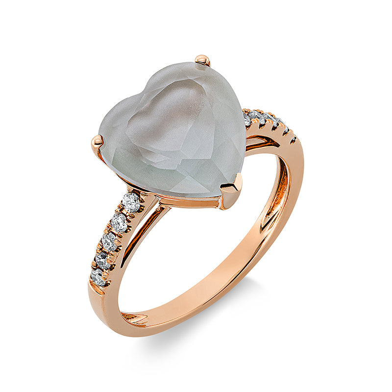 Ring mit Amethyst  aus 750/-18 Karat Rotgold mit 10 Diamanten 0