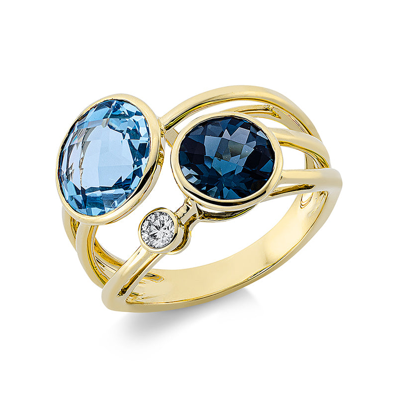 Ring mit Topas  aus 750/-18 Karat Gelbgold mit 1 Diamant 0
