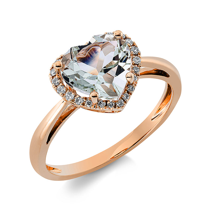 Ring mit Amethyst  aus 750/-18 Karat Rotgold mit 24 Diamanten 0