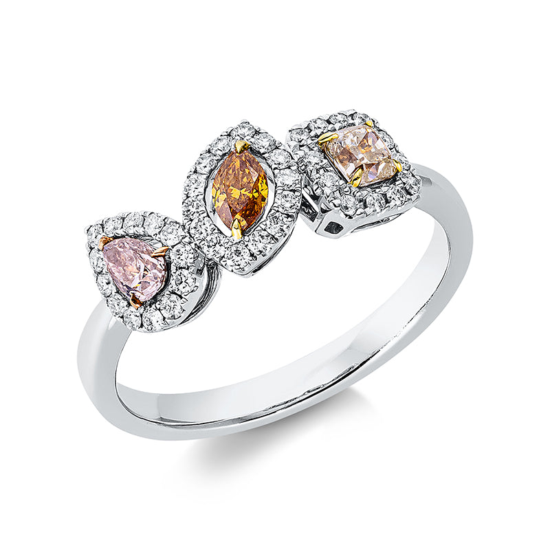 Ring    aus 750/-18 Karat Weißgold / Gelbgold / Rotgold mit 42 Diamanten 0