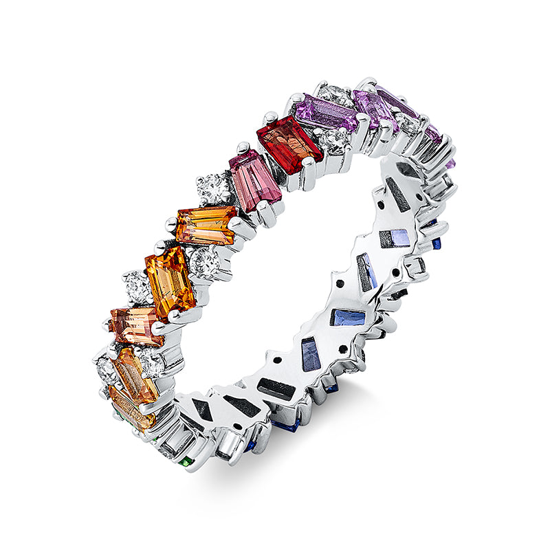 Ring mit Saphir  aus 750/-18 Karat Weißgold mit 18 Diamanten 0