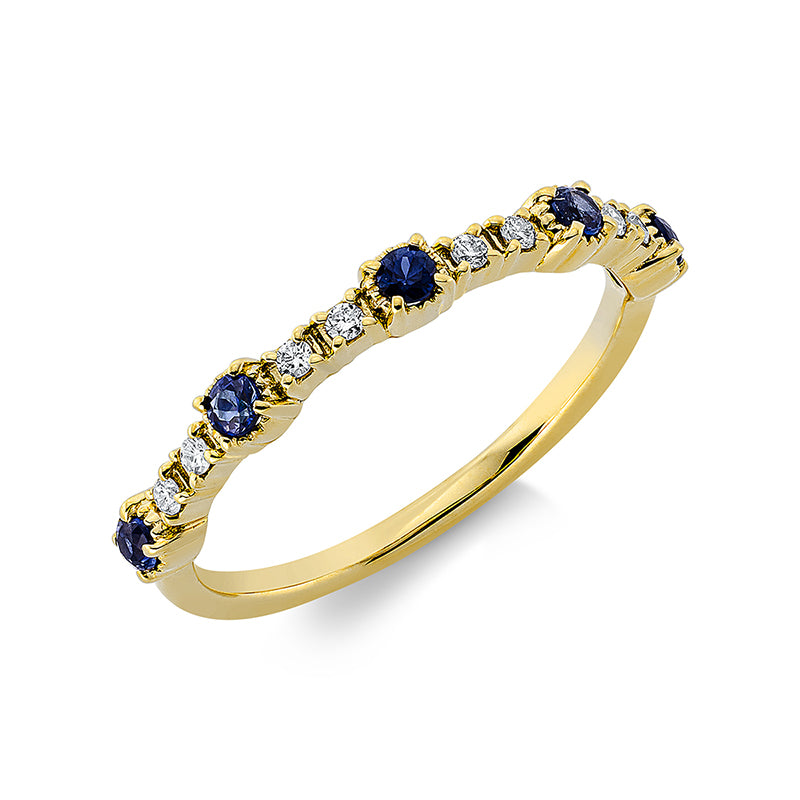 Ring mit Saphir  aus 750/-18 Karat Gelbgold mit 8 Diamanten 0