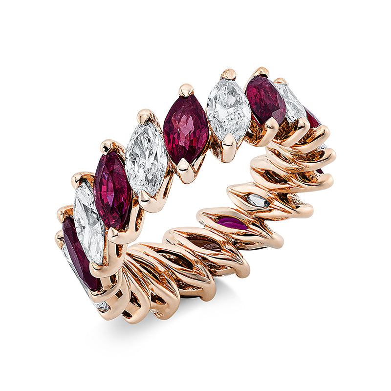 Ring mit Rubin  aus 750/-18 Karat Rotgold mit 9 Diamanten 2