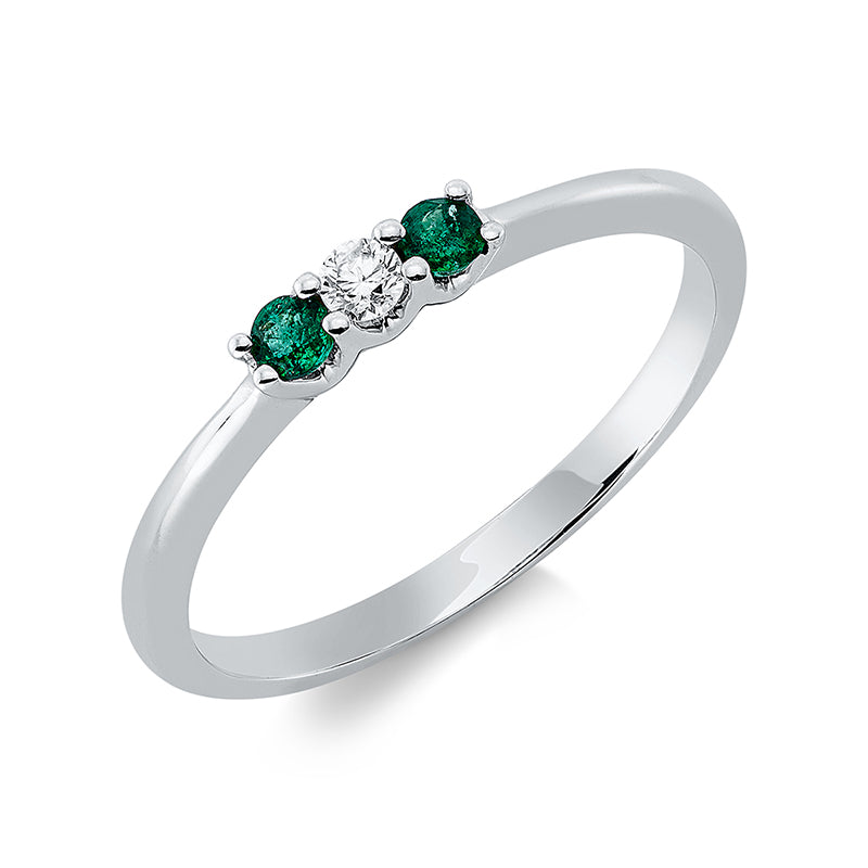 Ring mit Smaragd  aus 750/-18 Karat Weißgold mit 1 Diamant 0