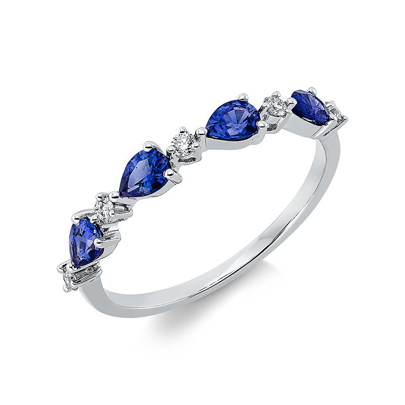 Ring mit Saphir  aus 750/-18 Karat Weißgold mit 5 Diamanten 0