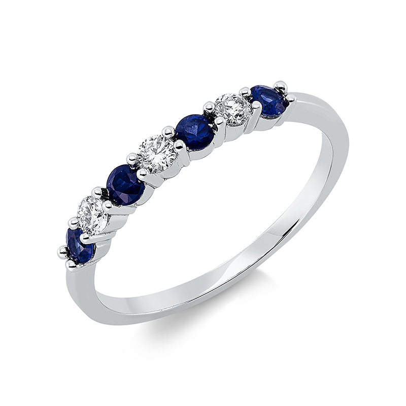 Ring mit Saphir  aus 750/-18 Karat Weißgold mit 3 Diamanten 0