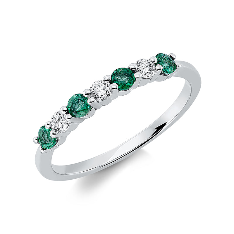 Ring mit Smaragd  aus 750/-18 Karat Weißgold mit 3 Diamanten 0