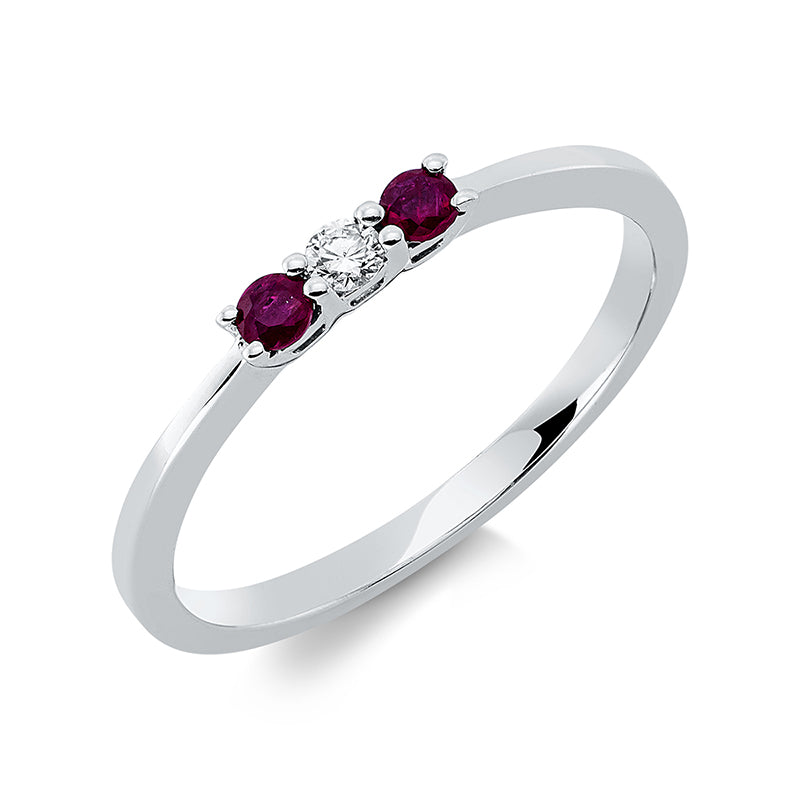 Ring mit Rubin  aus 750/-18 Karat Weißgold mit 1 Diamant 0