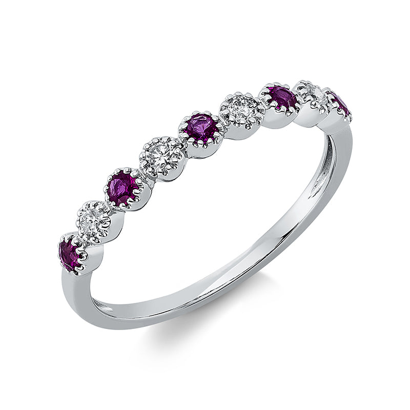 Ring mit Rubin  aus 750/-18 Karat Weißgold mit 4 Diamanten 0