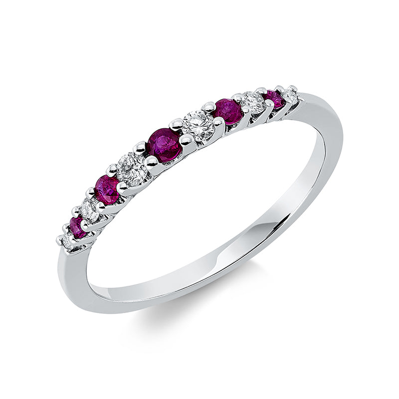 Ring mit Rubin  aus 750/-18 Karat Weißgold mit 6 Diamanten 0