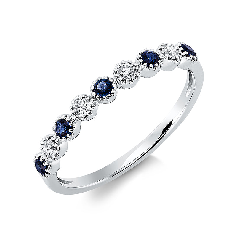 Ring mit Saphir  aus 750/-18 Karat  mit 4 Diamanten 0