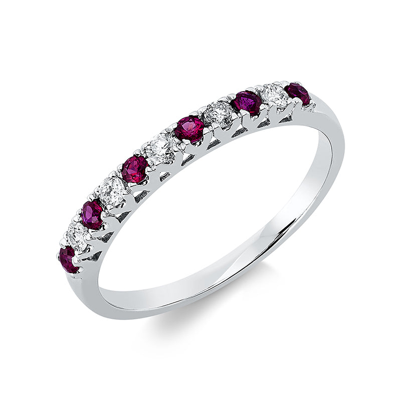 Ring mit Rubin  aus 750/-18 Karat Weißgold mit 5 Diamanten 0