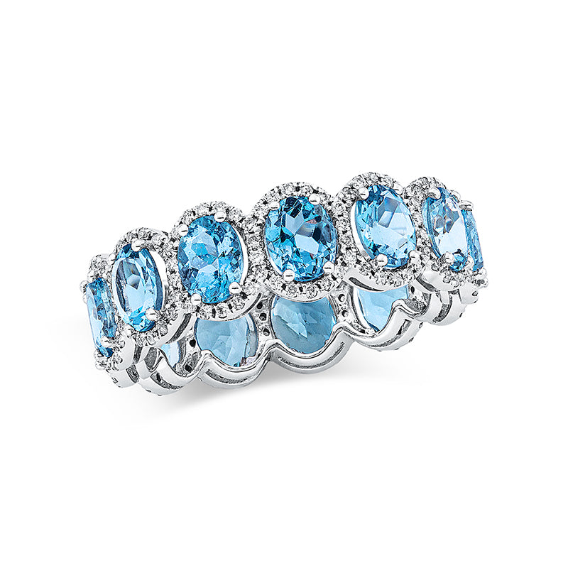 Ring mit Topas  aus 585/-14 Karat Weißgold mit 182 Diamanten 0