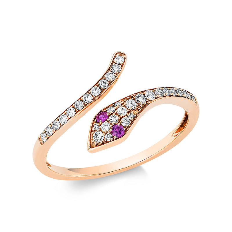 Ring mit Rubin  aus 750/-18 Karat Rotgold mit 32 Diamanten 0