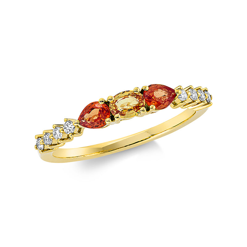 Ring mit Saphir  aus 750/-18 Karat Gelbgold mit 50 Diamanten 0