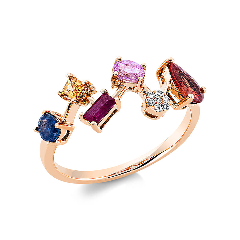 Ring mit Saphir  aus 750/-18 Karat Rotgold mit 7 Diamanten 0