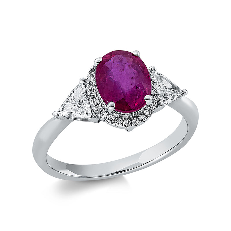 Ring mit Rubin  aus 750/-18 Karat Weißgold mit 28 Diamanten 0