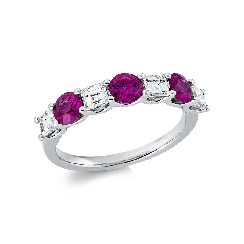 Ring mit Rubin  aus 750/-18 Karat Weißgold mit 16 Diamanten 0