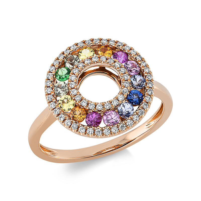 Ring mit Tsavorith  aus 750/-18 Karat Rotgold mit 60 Diamanten 0