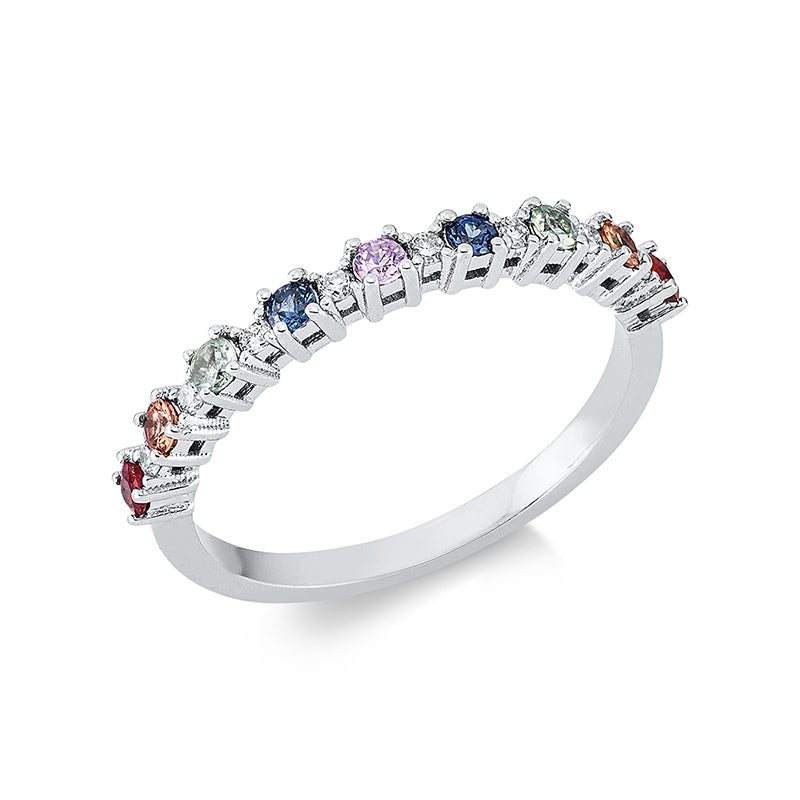 Ring mit Saphir  aus 750/-18 Karat Weißgold mit 8 Diamanten 0