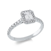 Ring - Solitaire mit Seitenbesatz aus Gold mit Diamanten - 1DU07