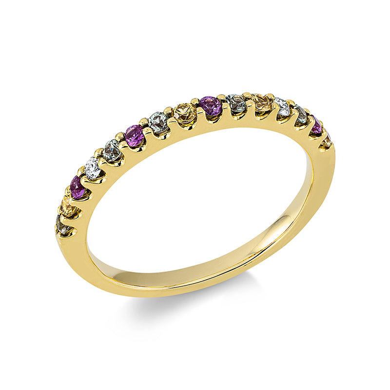 Ring mit Saphir  aus 750/-18 Karat Gelbgold mit 2 Diamanten 0