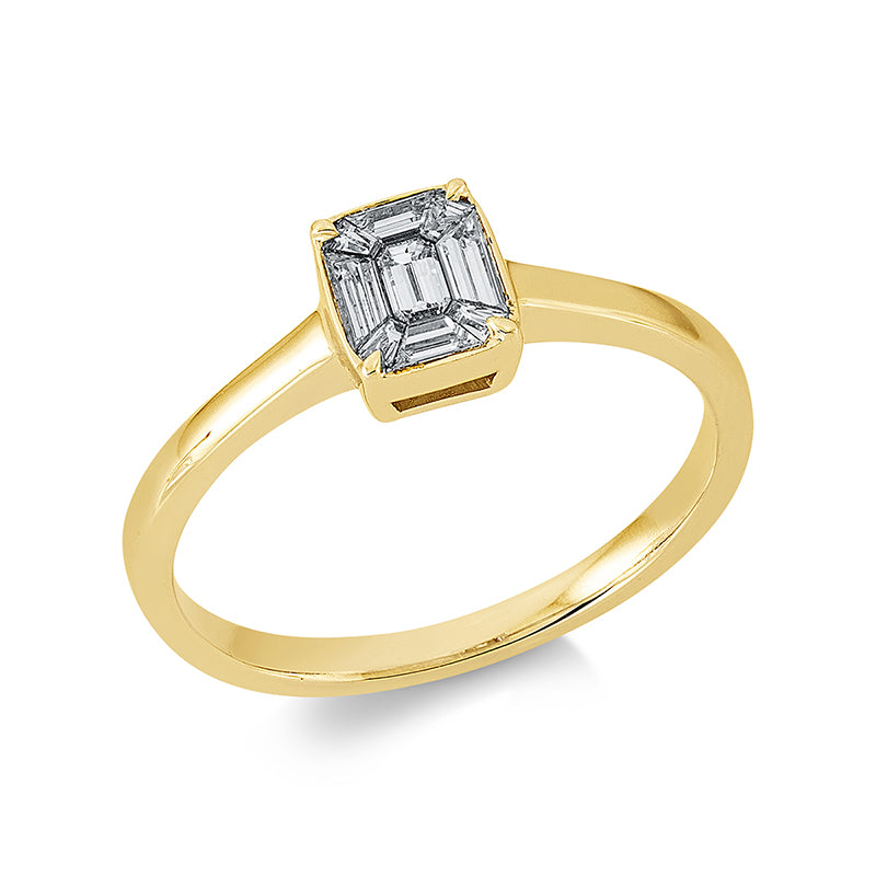 Ring    aus 750/-18 Karat Gelbgold mit 9 Diamanten 0