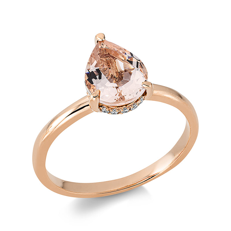 Ring mit Morganit  aus 750/-18 Karat Rotgold mit 17 Diamanten 0